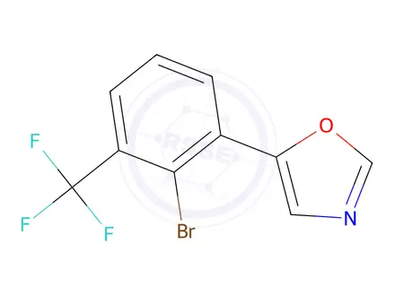 Chemical structure of 5-(2-Bromo-3-(trifluoromethyl)phenyl)oxazole