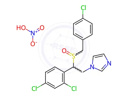 Chemical structure of (1-[2-(4-Chlorobenzyl)sulfinyl-2-(2,4-dichlorophenyl)ethyl]-1H-imidazole nitrate)