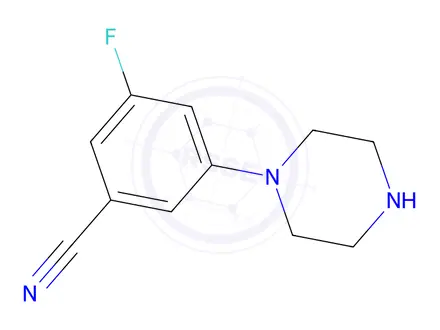 Chemical structure of 3-Fluoro-5-(piperazin-1-yl)benzonitrile