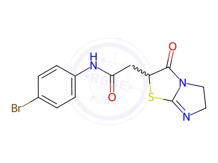 Chemical structure of N-(4-Bromophenyl)-2-(3-oxo-2,3,5,6-tetrahydroimidazo[2,1-b]thiazol-2-yl)acetamide