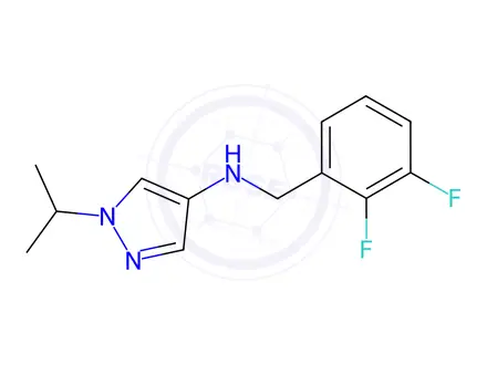Chemical structure of N-(2,3-difluorobenzyl)-1-isopropyl-1H-pyrazol-4-amine