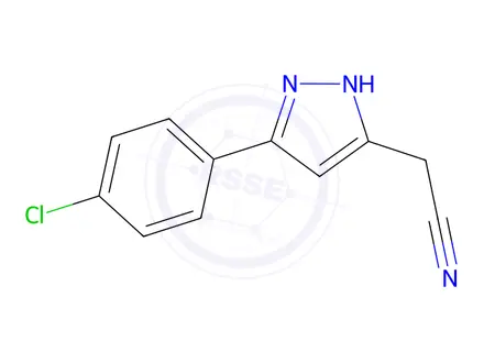 Chemical structure of 2-(5-(4-Chlorophenyl)-1H-pyrazol-3-yl)acetonitrile