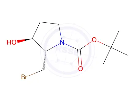 Chemical structure of Tert-butyl (2S,3S)-2-(bromomethyl)-3-hydroxypyrrolidine-1-carboxylate