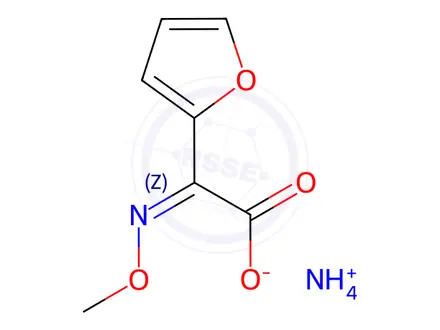 Chemical structure of (Z)-2-Methoxyimino-2-furanacetic Acid Ammonium Salt