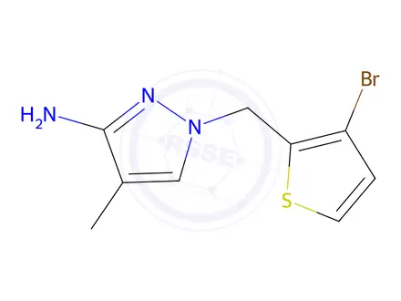 Chemical structure of 1-((3-Bromothiophen-2-yl)methyl)-4-methyl-1h-pyrazol-3-amine