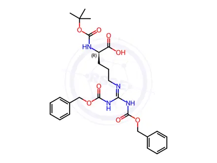 Chemical structure of BOC-D-ARG(Z)2-OH