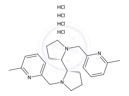 Chemical structure of (2S,2'S)-1,1'-Bis((6-methylpyridin-2-yl)methyl)-2,2'-bipyrrolidine tetrahydrochloride