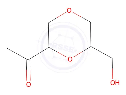Chemical structure of Ethanone, 1-[6-(hydroxymethyl)-1,4-dioxan-2-yl]-(9CI)