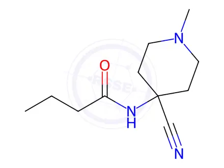 Chemical structure of N-(4-cyano-1-methylpiperidin-4-yl)butanamide
