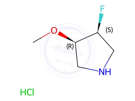 Chemical structure of Pyrrolidine, 3-fluoro-4-methoxy-, hydrochloride (1:1), (3S,4R)-