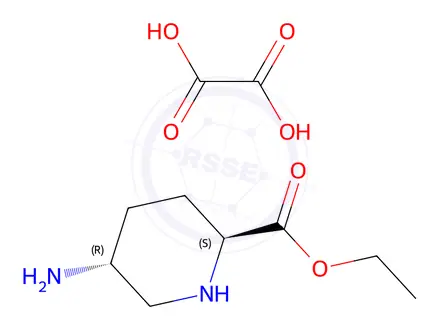 Chemical structure of ethyl (2S,5R)-5-aminopiperidine-2-carboxylate oxalate