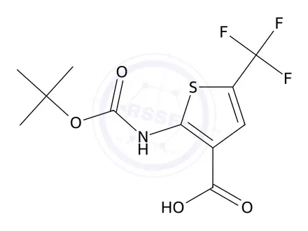 Chemical structure of 2-((tert-Butoxycarbonyl)amino)-5-(trifluoromethyl)thiophene-3-carboxylic acid