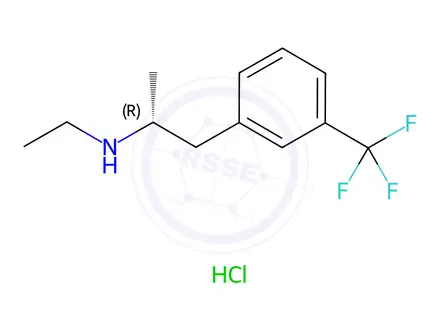 Chemical structure of (R)-(-)-Fenfluramine Hydrochloride