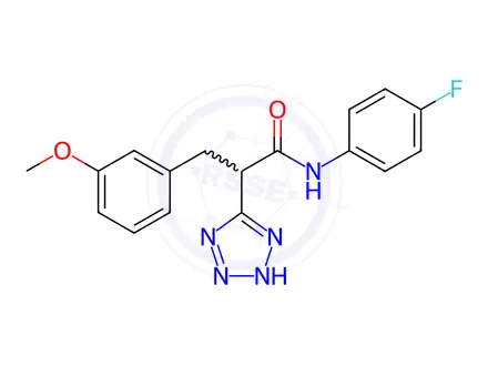 Chemical structure of N-(4-Fluorophenyl)-3-(3-methoxyphenyl)-2-(2H-1,2,3,4-tetrazol-5-yl)propanamide