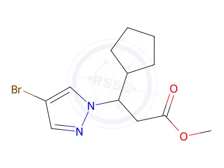 Chemical structure of Methyl 3-(4-bromo-1H-pyrazol-1-yl)-3-cyclopentylpropanoate