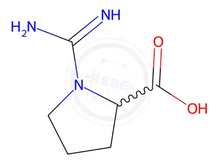 Chemical structure of Proline, 1-(aminoiminomethyl)-(9CI)