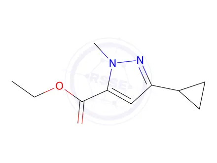 Chemical structure of Ethyl 3-Cyclopropyl-1-methyl-1H-pyrazole-5-carboxylate