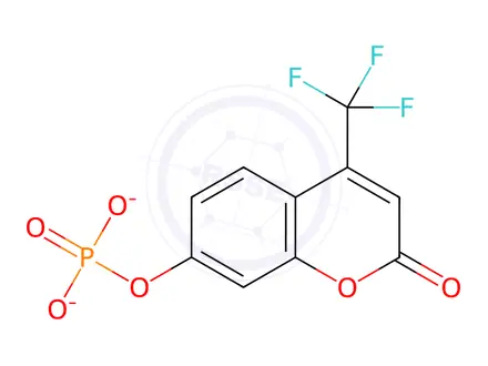 Chemical structure of 4-(Trifluoromethyl)umbelliferyl Phosphate Disodium Salt