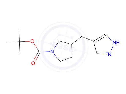 Chemical structure of Tert-butyl 3-((1H-pyrazol-4-yl)methyl)pyrrolidine-1-carboxylate