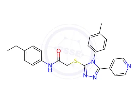 Chemical structure of N-(4-Ethylphenyl)-2-((5-(pyridin-4-yl)-4-(p-tolyl)-4H-1,2,4-triazol-3-yl)thio)acetamide