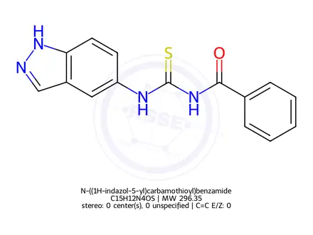 Chemical structure of N-((1H-indazol-5-yl)carbamothioyl)benzamide