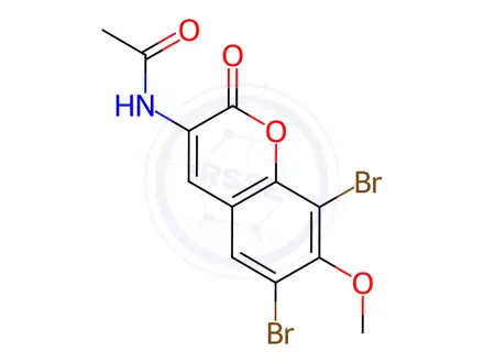 Chemical structure of N-(6,8-DIBROMO-7-METHOXY-2-OXO-2H-CHROMEN-3-YL)-ACETAMIDE