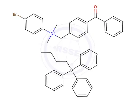 Chemical structure of N-(4-[BENZOYL]BENZYL)-N-(4-BROMO PHENYL)-N,N-DIMETHYLAMMONIUM BUTYLTRIPHENYL BORATE