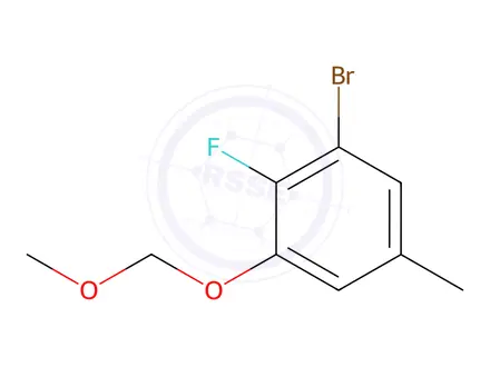 Chemical structure of Benzene, 1-bromo-2-fluoro-3-(methoxymethoxy)-5-methyl-