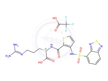 Chemical structure of (S)-2-(3-(Benzo[c][1,2,5]thiadiazole-4-sulfonamido)thiophene-2-carboxamido)-5-guanidinopentanoic acid 2,2,2-trifluoroacetate