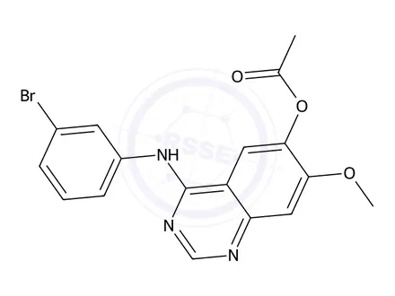 Chemical structure of 4-((3-Bromophenyl)amino)-7-methoxyquinazolin-6-yl acetate
