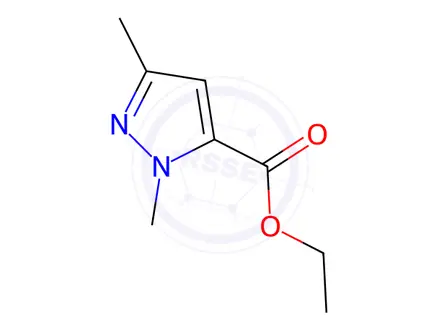 Chemical structure of Ethyl 1,3-dimethyl-1H-pyrazole-5-carboxylate