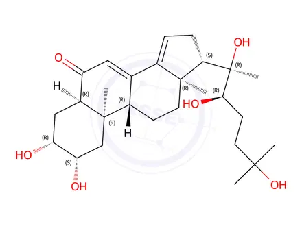 Chemical structure of (22R)-2β,3β,20,22,25-Pentahydroxy-5β-cholesta-7,14-dien-6-one