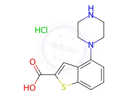 Chemical structure of 4-(Piperazin-1-yl)benzo[b]thiophene-2-carboxylic Acid Hydrochloride