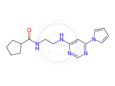 Chemical structure of N-(2-((6-(1H-Pyrrol-1-yl)pyrimidin-4-yl)amino)ethyl)cyclopentanecarboxamide