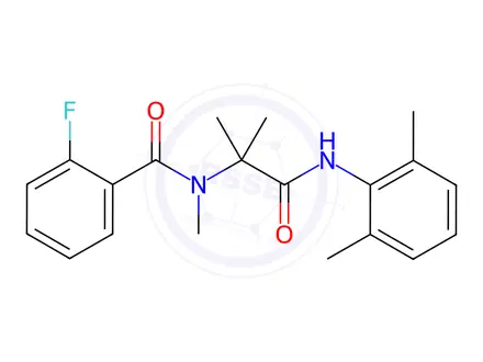 Chemical structure of Benzamide, N-[2-[(2,6-dimethylphenyl)amino]-1,1-dimethyl-2-oxoethyl]-2-fluoro-N-methyl-(9CI)