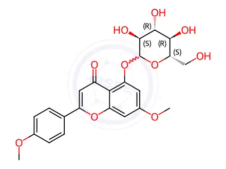 Chemical structure of 7,4'-Di-O-methylapigenin5-O-glucoside