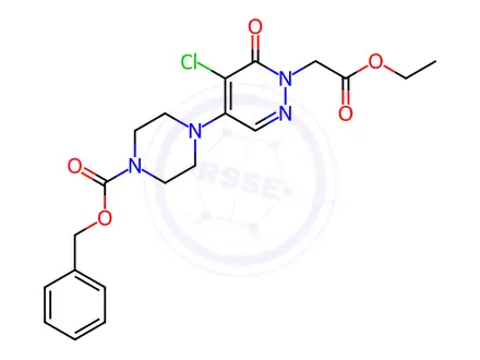 Chemical structure of benzyl 4-(5-chloro-1-(2-ethoxy-2-oxoethyl)-6-oxo-1,6-dihydropyridazin-4-yl)piperazine-1-carboxylate