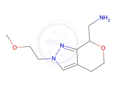 Chemical structure of (2-(2-Methoxyethyl)-2,4,5,7-tetrahydropyrano[3,4-c]pyrazol-7-yl)methanamine