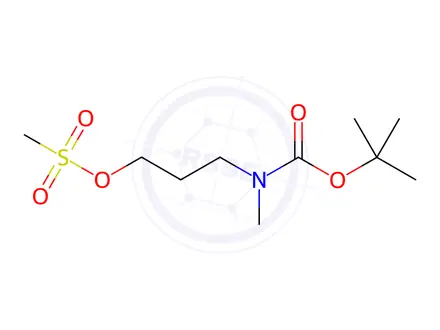 Chemical structure of Carbamic acid, N-methyl-N-[3-[(methylsulfonyl)oxy]propyl]-, 1,1-dimethylethyl ester