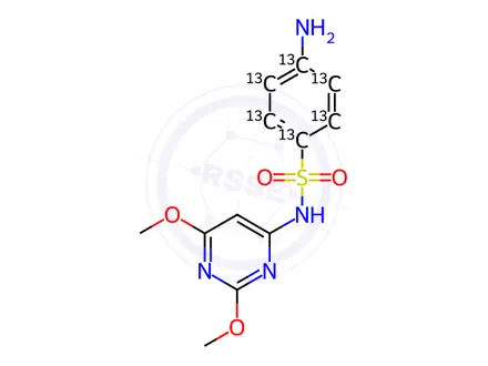 Chemical structure of Sulfadimethoxine-13C6