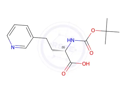 Chemical structure of (S)-2-((tert-Butoxycarbonyl)amino)-4-(pyridin-3-yl)butanoic acid