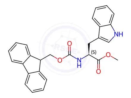 Chemical structure of L-Tryptophan, N-[(9H-fluoren-9-ylmethoxy)carbonyl]-, methyl ester