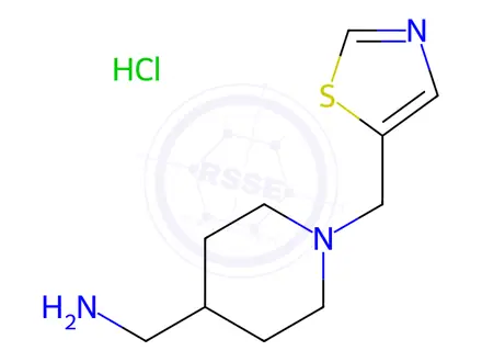Chemical structure of (1-(Thiazol-5-ylmethyl)piperidin-4-yl)methanamine hydrochloride