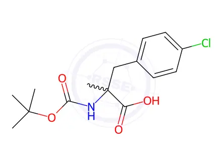 Chemical structure of Phenylalanine, 4-chloro-N-[(1,1-dimethylethoxy)carbonyl]-α-methyl-