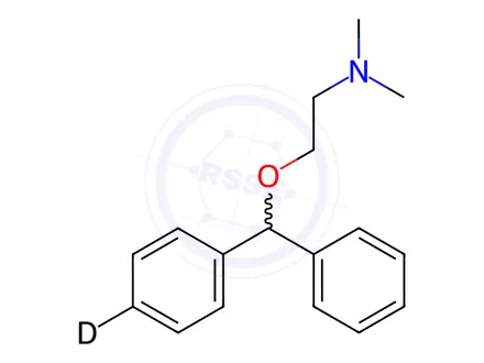 Chemical structure of 2-[(Phenyl-4-D)(phenyl)methoxy]-N,N-dimethylethanamine