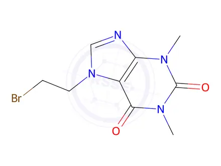 Chemical structure of 7-(2-bromoethyl)-3,7-dihydro-1,3-dimethyl-1H-purine-2,6-dione